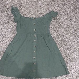 Cute mini green dress with button ups